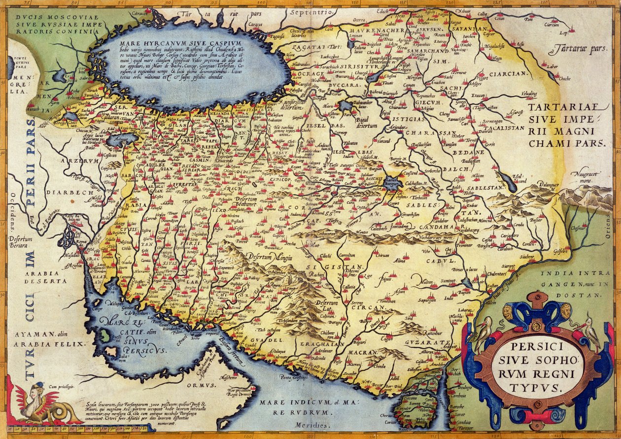 Karta över Persien, från Theatrum Orbis Terrarum, pub. av Abraham Ortelius (1527-98) Antwerpen, ca 1590 av Dutch School