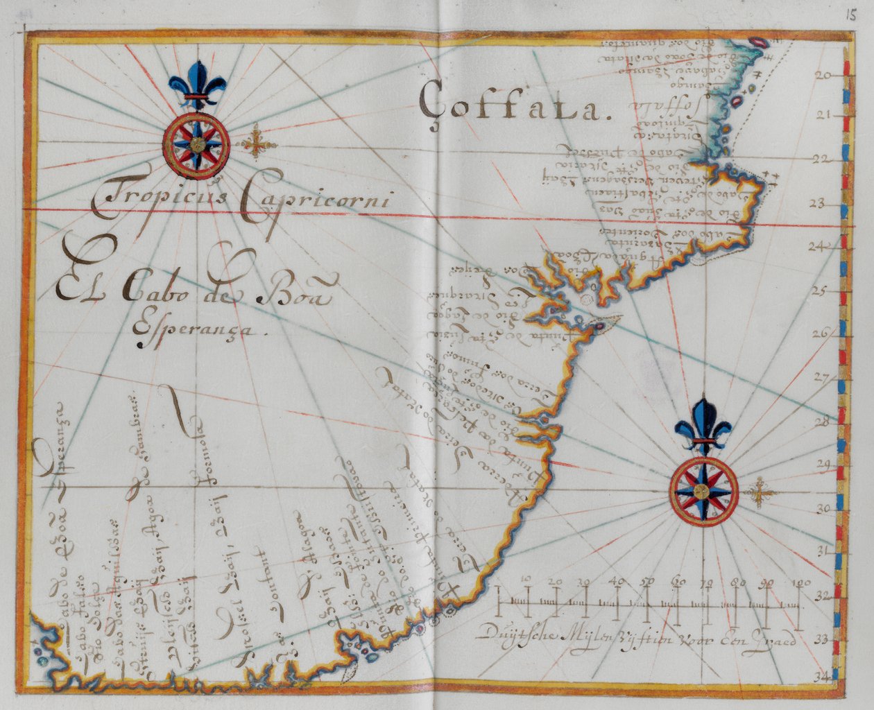 Karta över Godahoppsudden (cabo da Boa EsperanÃ§a.) av Dutch School