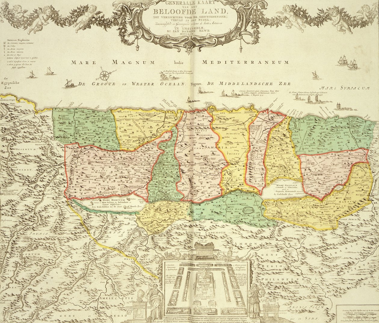 Karta över det heliga landet, pub. av Jan Barend Elwe, Amsterdam, 1742 av Dutch School