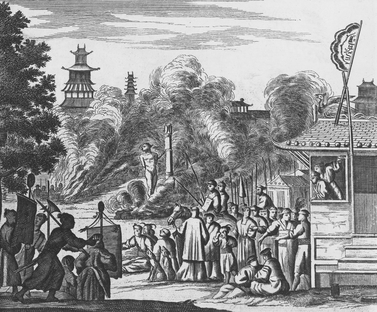 Förföljelse av kristna i Japan, ca 1680 (gravyr) av Dutch School