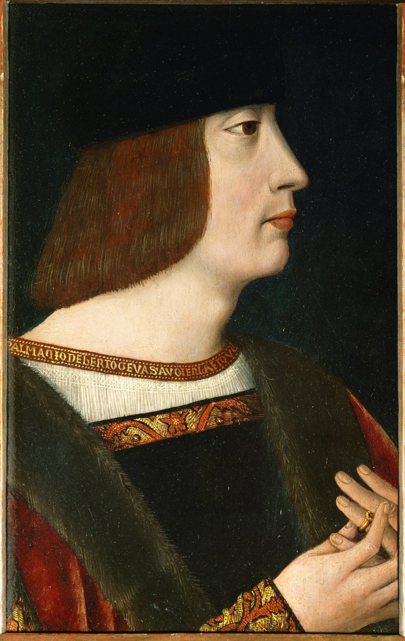 Philibert II, hertig av Savojen, andre make till Margarete av Österrike (målning på trä) av Dutch School