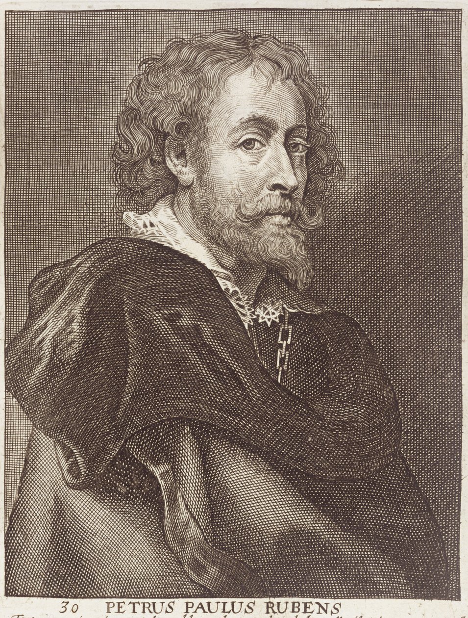 Porträtt av Peter Paul Rubens (1577-1640) plåt 30 från en serie porträtt av konstnärer, graverad av Joannes Meyssens (1612-70) av Dutch School