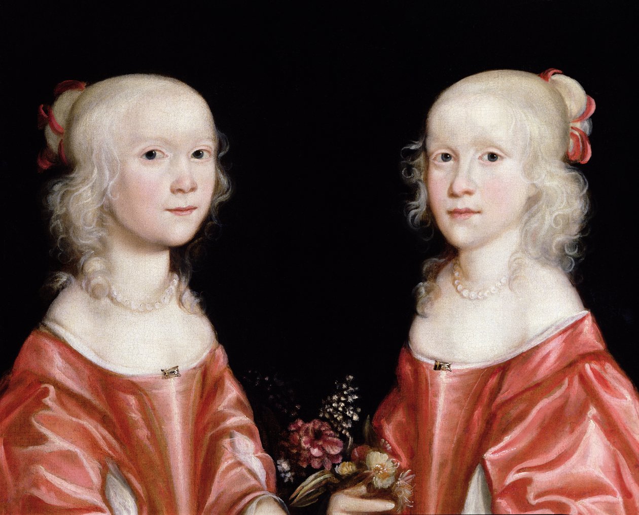 Porträtt av tvillingsystrar, ca 1650 av Dutch School