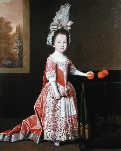 Porträtt av en flicka (olja på duk) av Dutch School