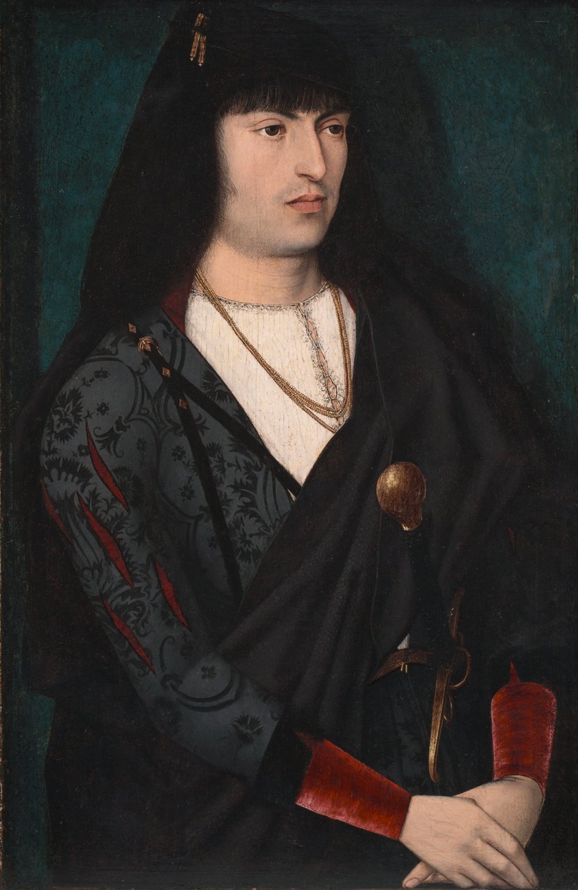 Porträtt av en man, ca 1480-1500 (olja på trä) av Dutch School
