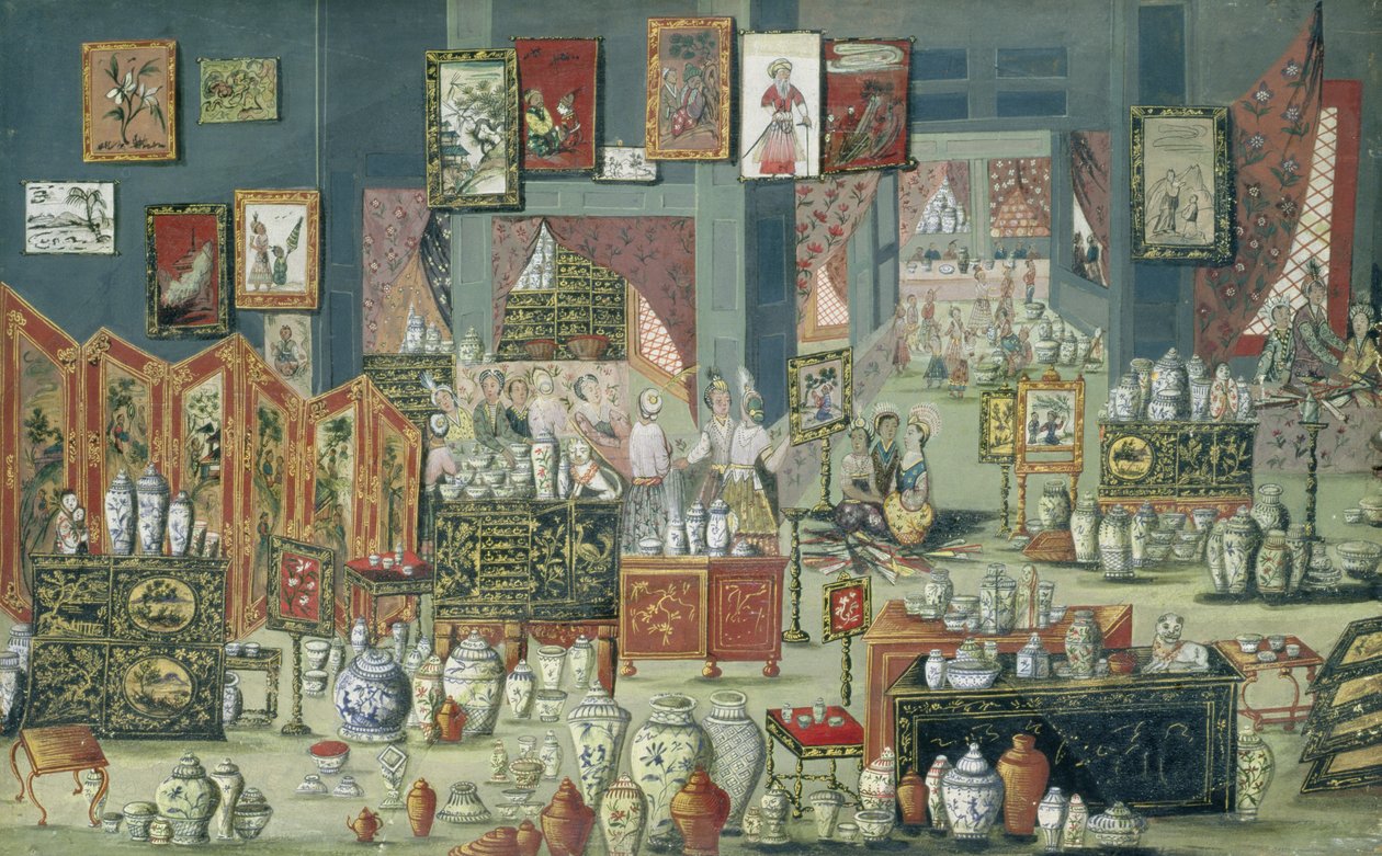 Butik som säljer kinesiska varor, 1680-1700 av Dutch School