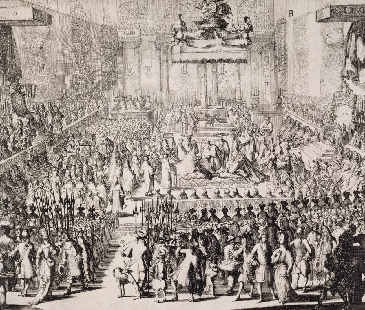 Kröningen av Vilhelm av Orange (1650-1702) och Maria (1662-94), i Westminster Abbey, 21 april 1689 av Dutch School