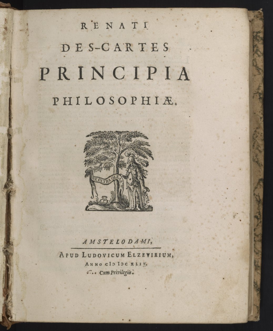 Titelsidan för Principles of Philosophy av Rene Descartes av Dutch School