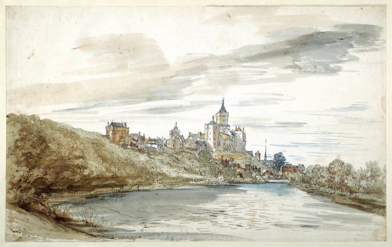Utsikt över Cleves, sent 1600-tal (penna & brunt bläck med akvarell & kroppsfärg på papper) av Dutch School