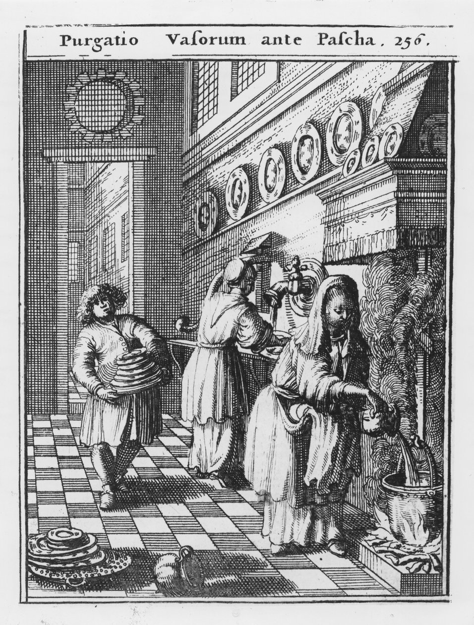 Tvätta hushållskärlen före påsken (Purgatio Vasorum ante Pascha), illustration från 