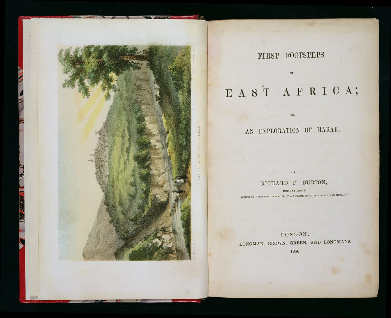 Harar från kaffeströmmen, från First Footsteps in East Africa: An Exploration of Harar, av Richard F. Burton (1821-90), graverad av M & N Hanhart av Duteroq