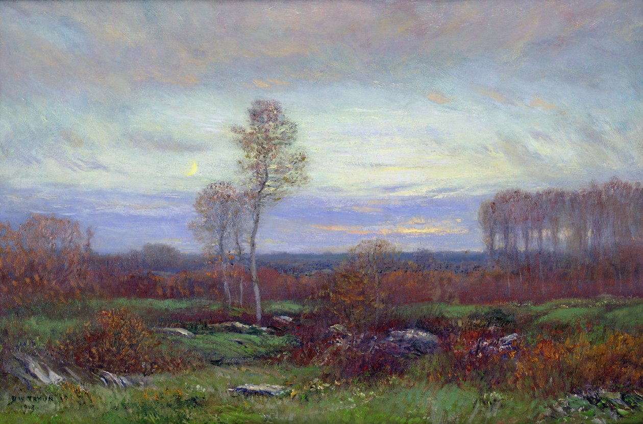 Höstkväll (olja på duk) av Dwight William Tryon