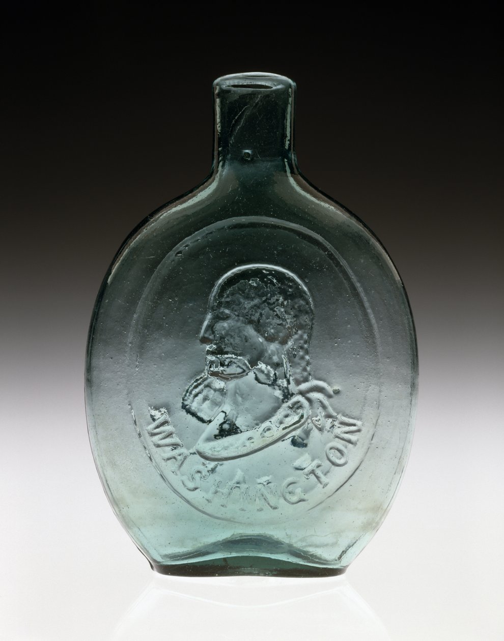 Figurerad kolv, ca. 1847 (icke blyglas) av Dyottville Glass Works