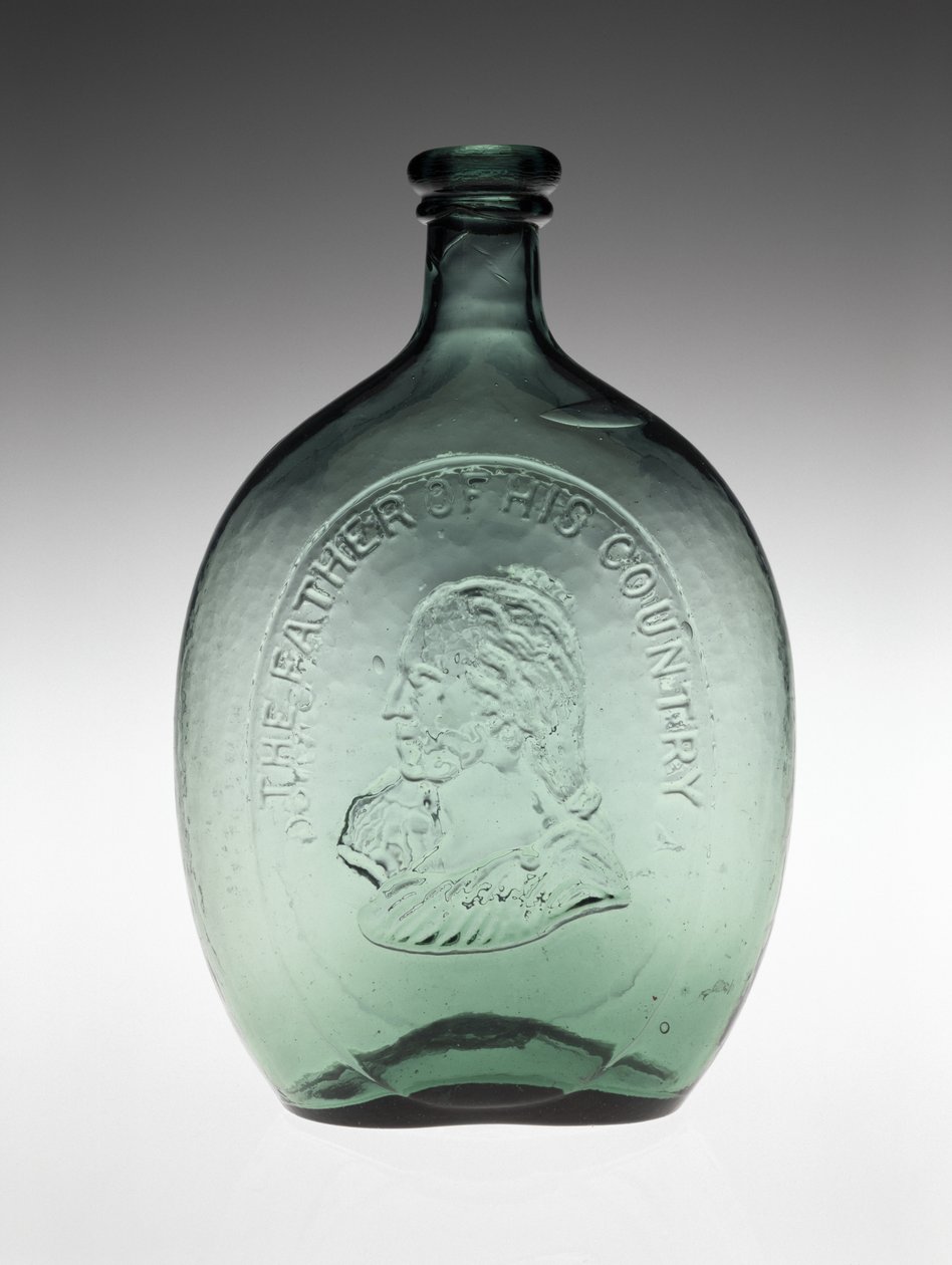 Figurerad kolv, ca. 1848 (icke blyglas) av Dyottville Glass Works