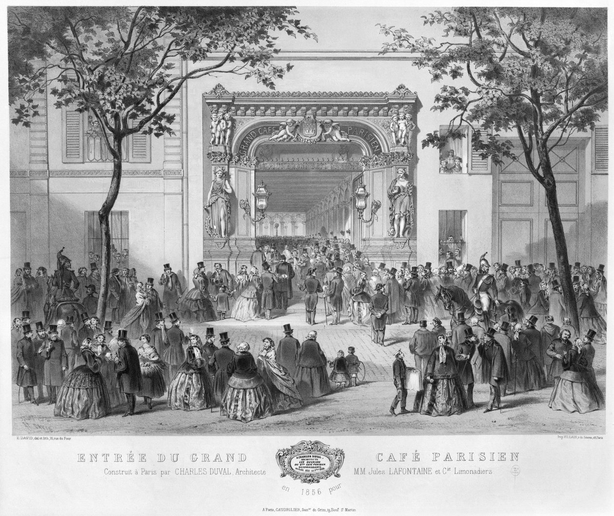 Ingången till Grand Cafe Parisien, Paris, 1856 av E. David
