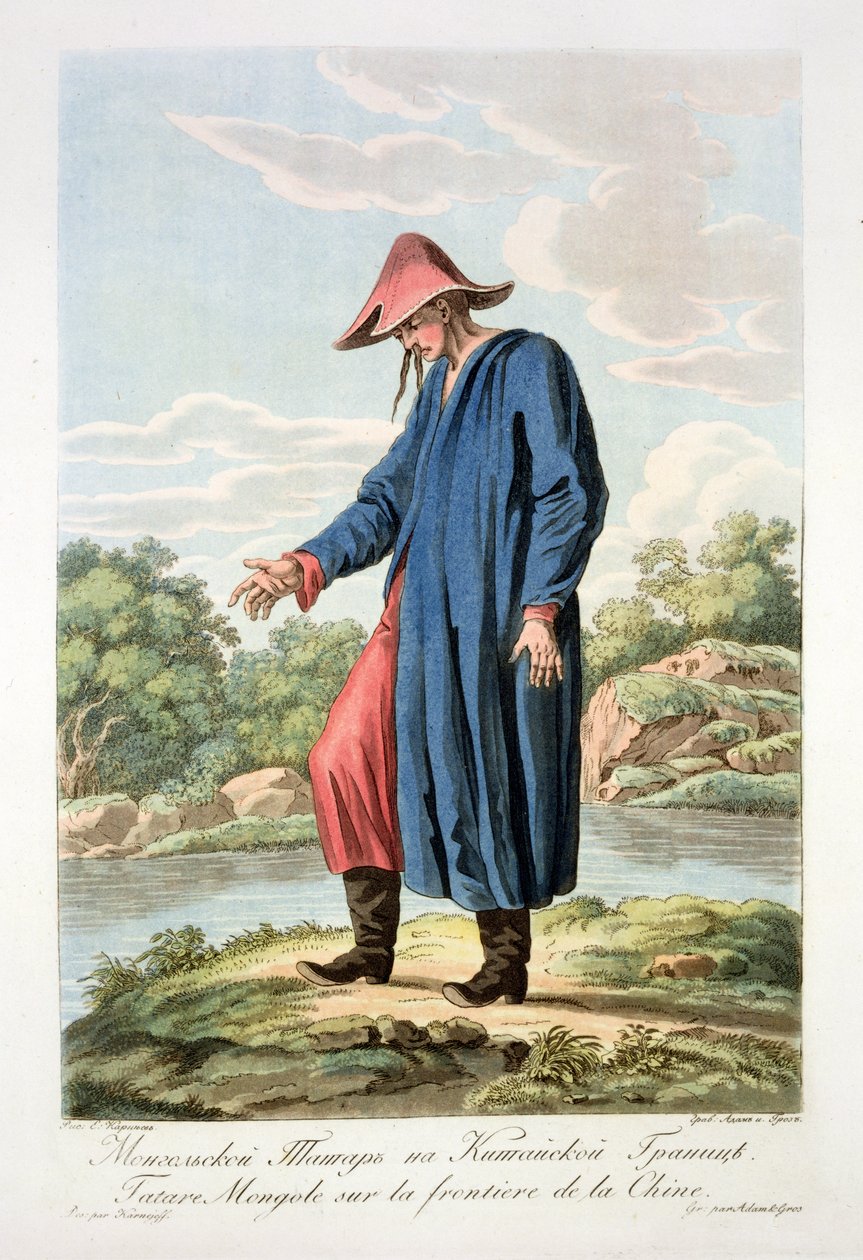 Mongolisk tartar vid den kinesiska gränsen, graverad av Victor Adam (1801-66) och Gros av E. Karnejeff