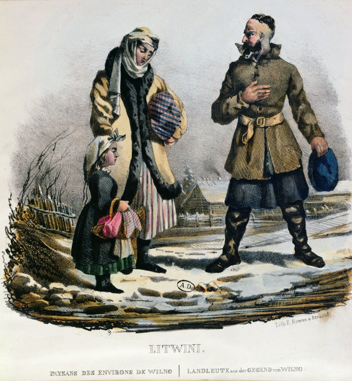Litauiska bönder från Vilniusregionen, ca 1830-40 av E. Simon