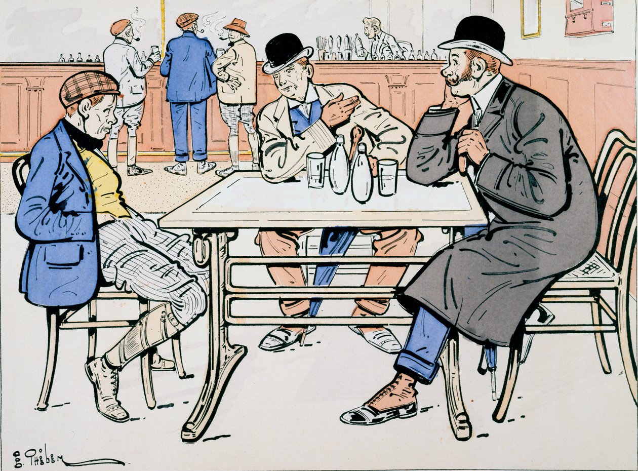 Jockey och tränare i baren, ca 1905 av E. Thelem