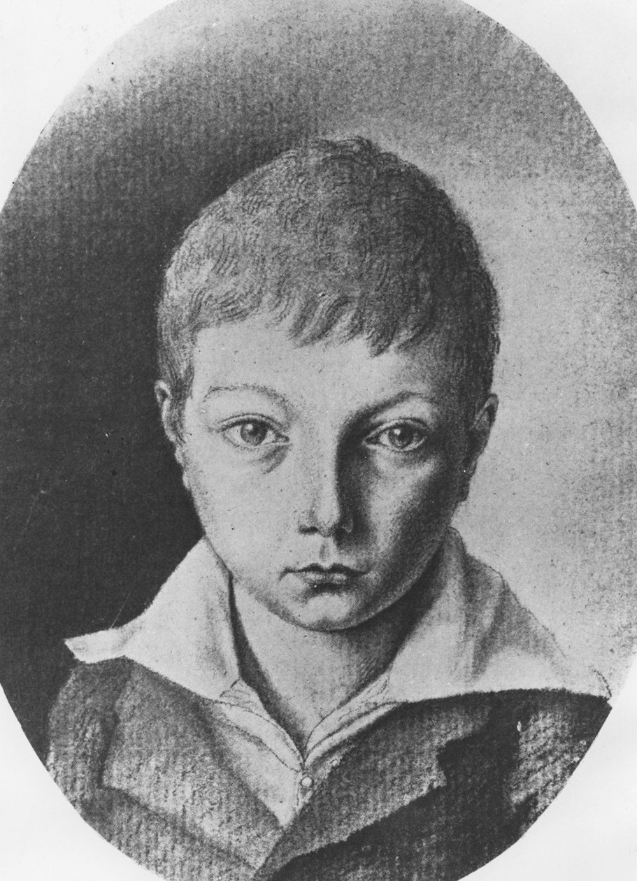 Porträtt av Charles Augustin Sainte-Beuve, 9 år gammal av E. de Bonnieres