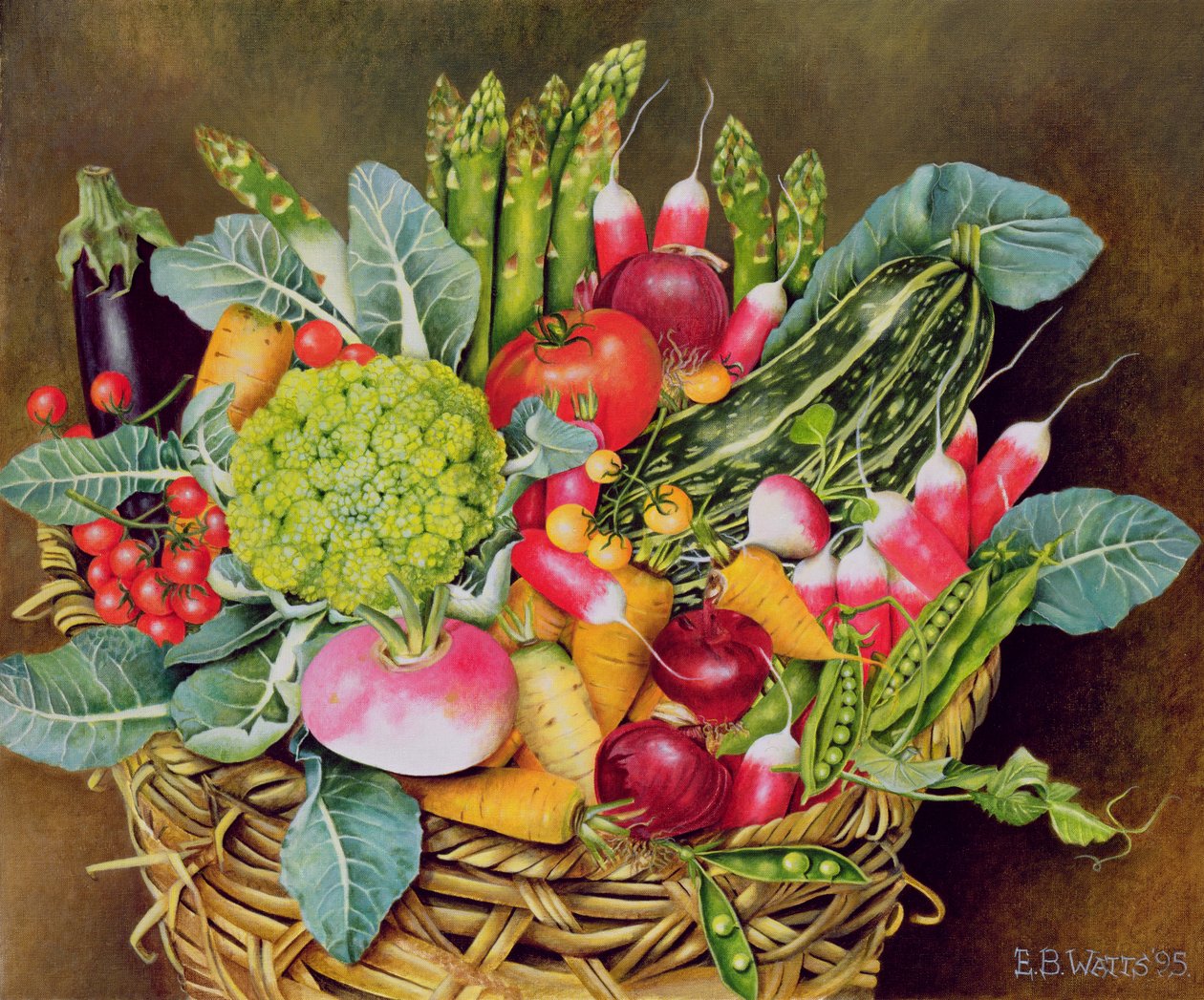 Sommargrönsaker, 1995 (akryl) av E.B. Watts