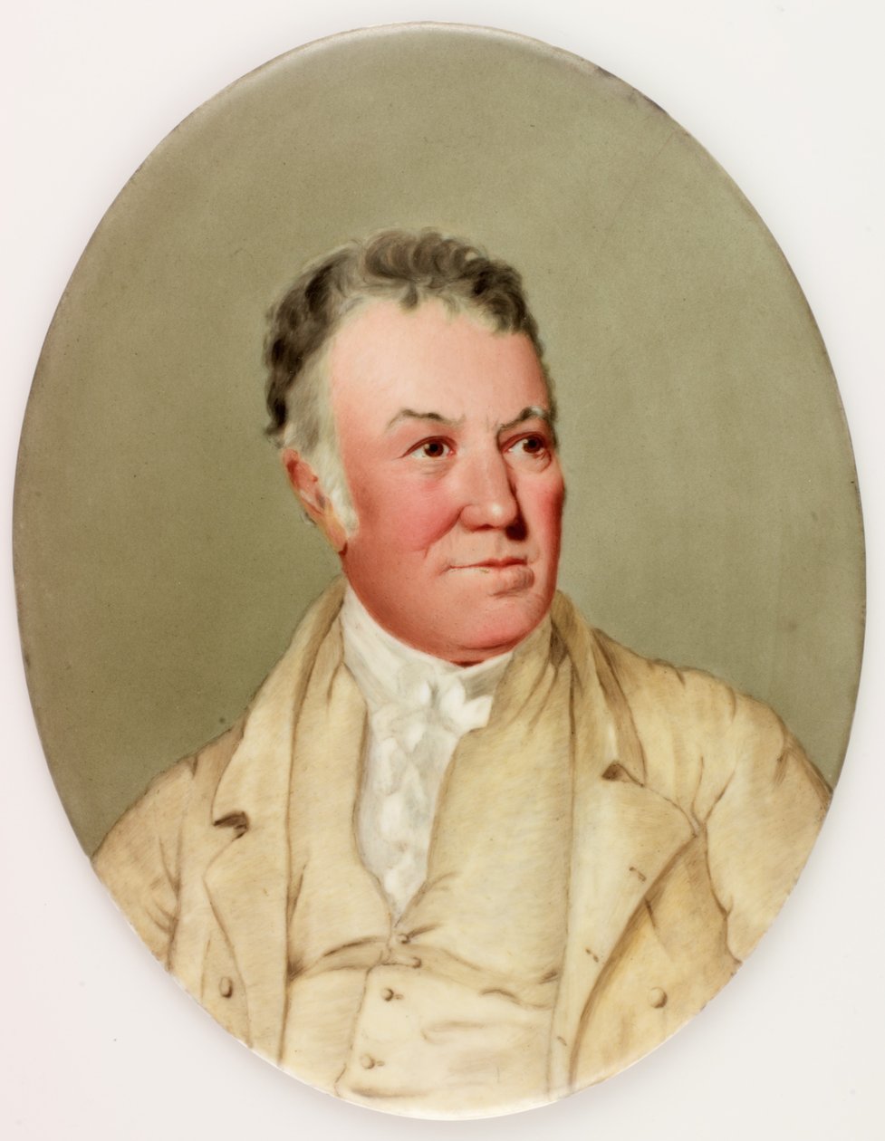 Porträtt av Thomas Bewick, 1883 (penna och wc på porslin) av E.D. Crawhall