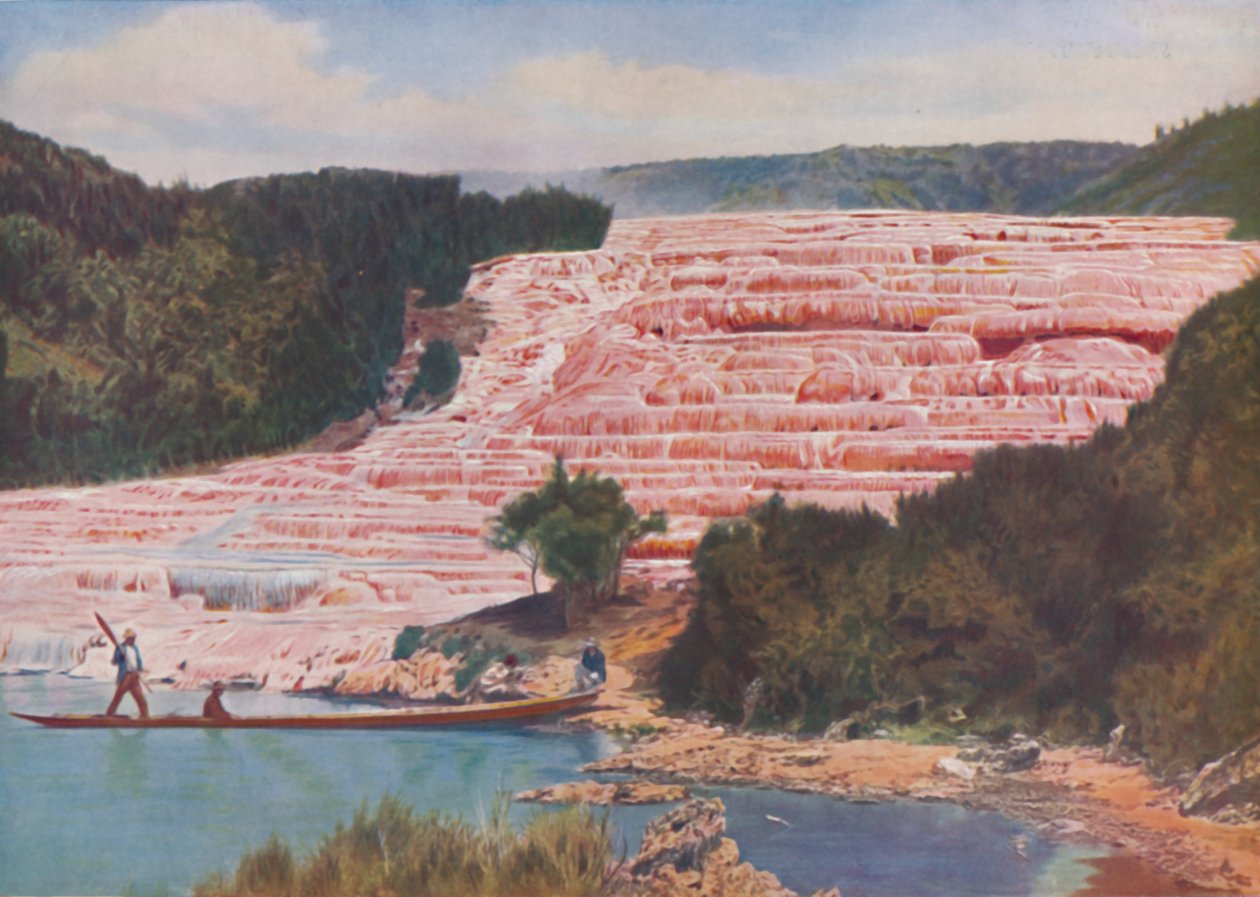 Flushed Beauty of Nya Zeelands rosa terrasser före deras totala förstörelse, c1935 av ENA