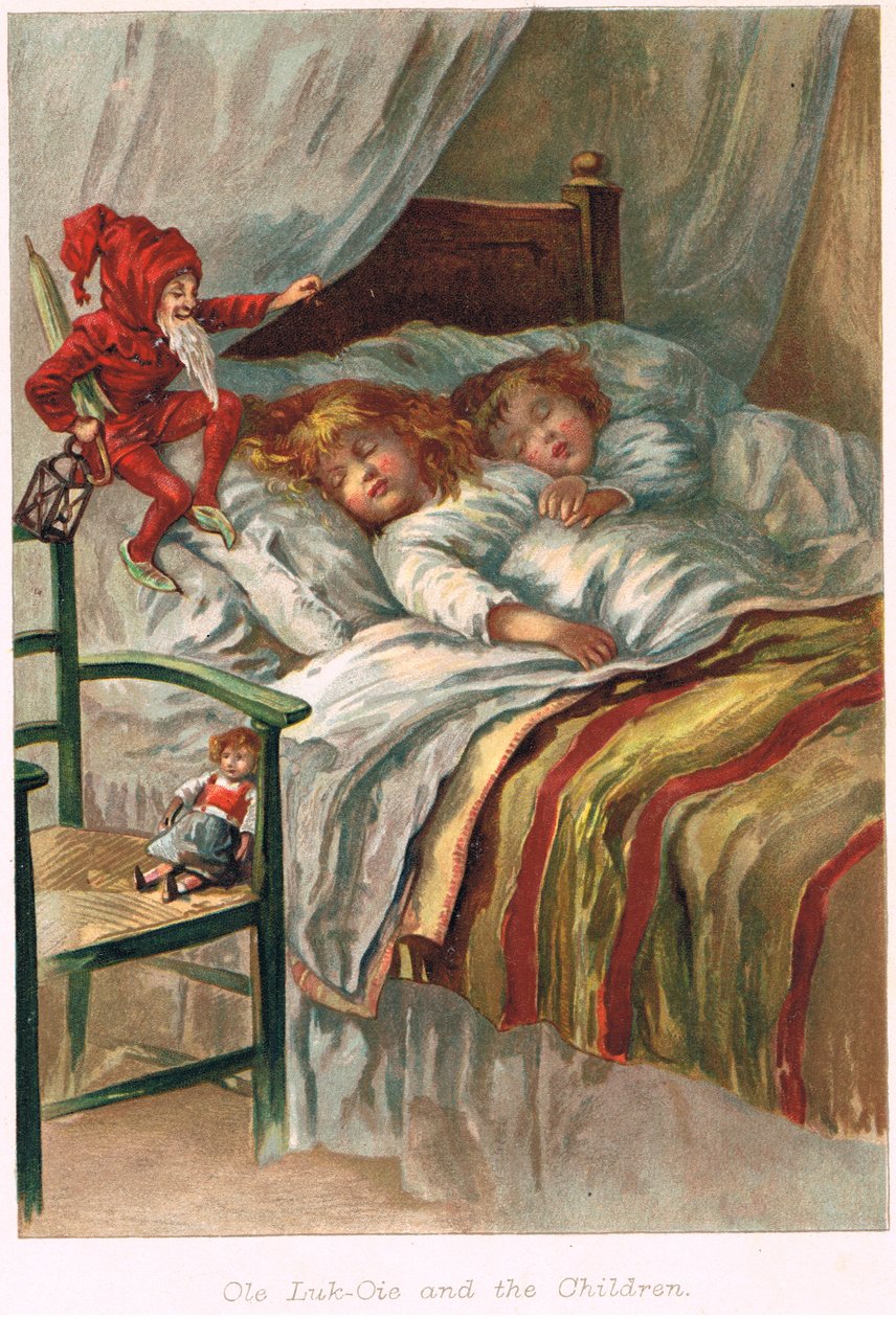 Ole-Luk-Oie i en upplaga av Sagor av Hans Christian Andersen, ca 1900 av E.S. Hardy