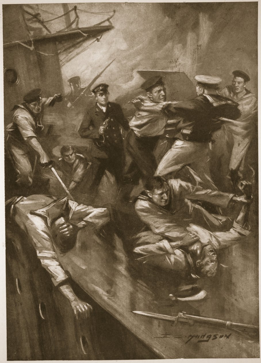 Hand-till-hand-strid ombord på "The Broke av E.S. Hodgson