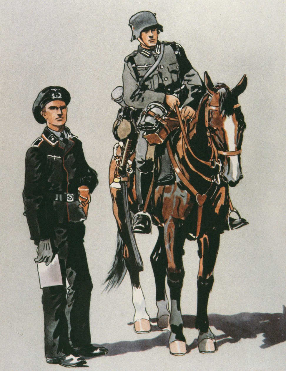 Stridsvagnsofficer och beriden soldat från den tyska armén av E. (after) Dobrich