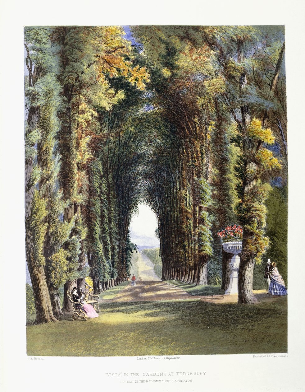 Vista" i Gardens of Teddesley, säte för den höge ärade Lord Hatherton, 1857 av E. Adveno Brooke
