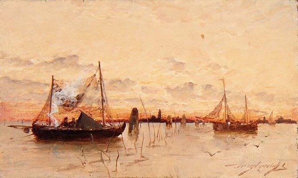 Solnedgång på lagunen av E. Aubrey Hunt