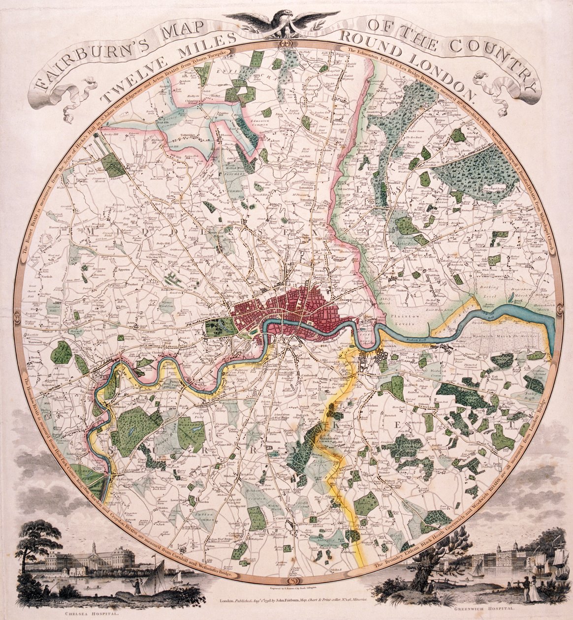 Karta över London, 1798 av E Bourne