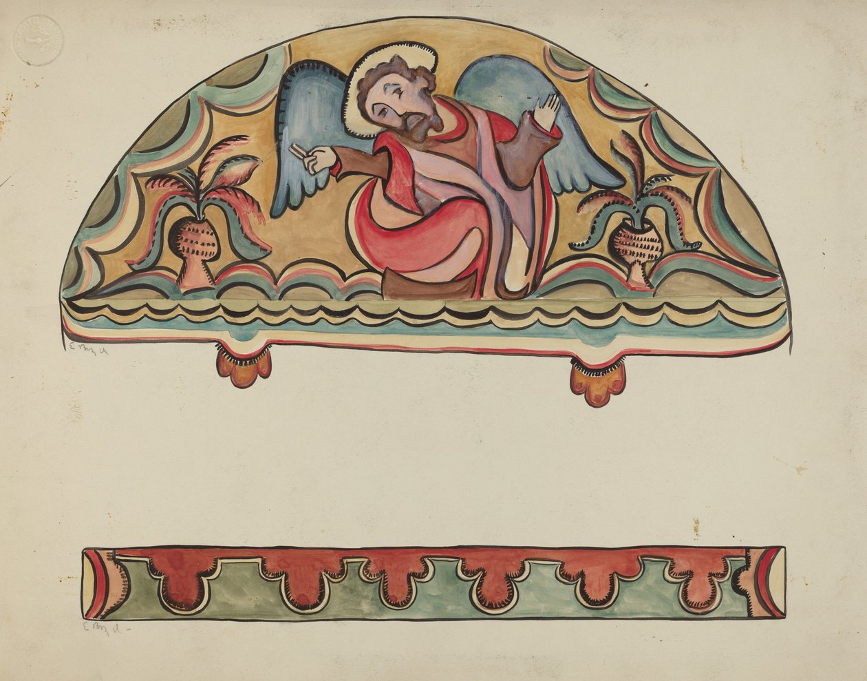 Lunett och detalj från Altarkyrkan i Sanctuario, Chimayo, 19351942. av E. Boyd
