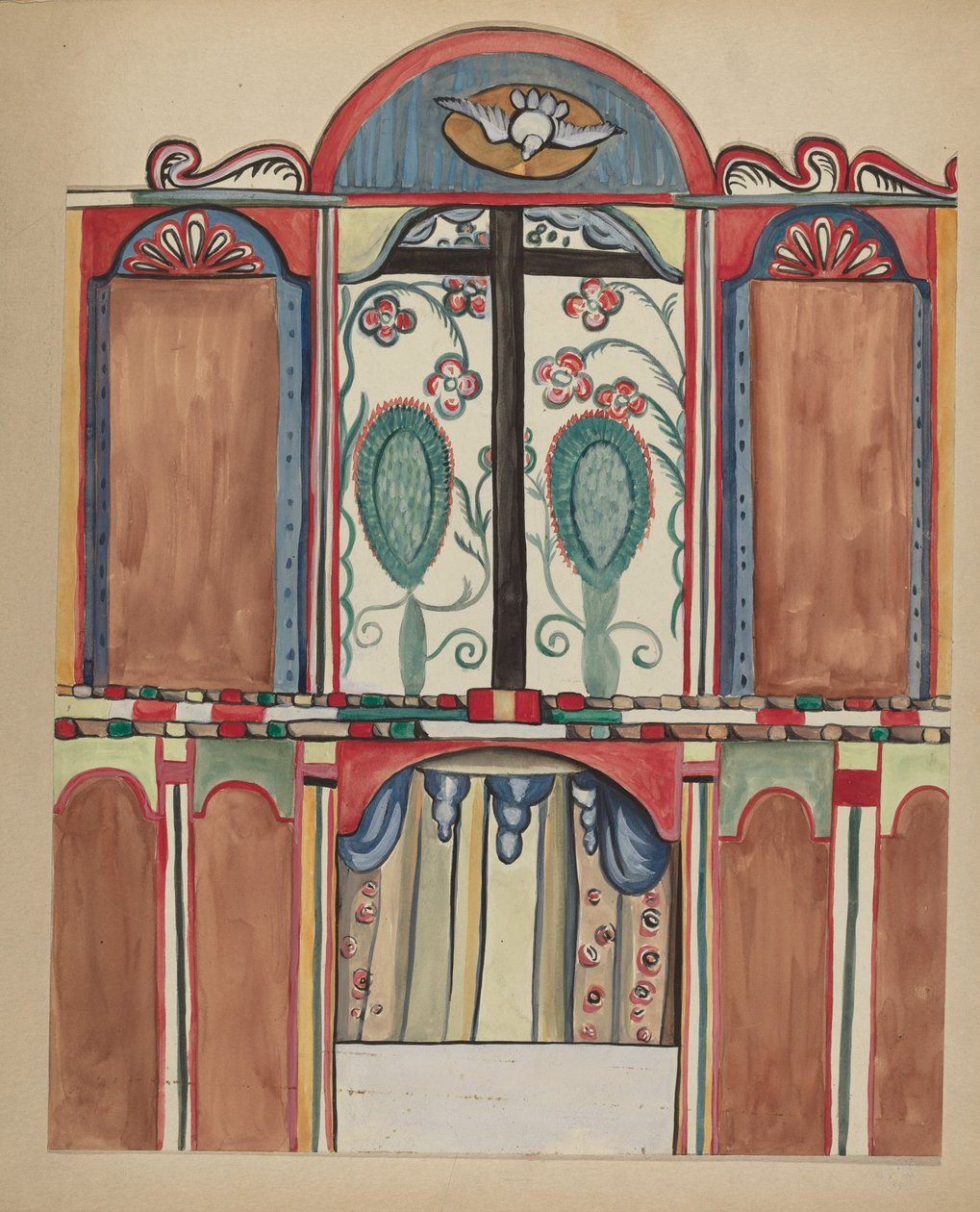Huvudsakliga reredos i Santa Cruz Church, Santa Fe County, 19351942. av E. Boyd