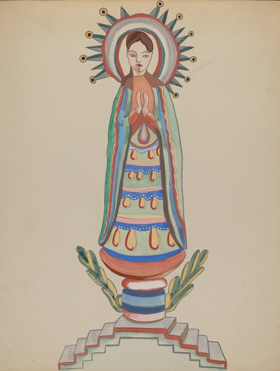 New Mexico, Bulto, polykrom träfigur, 19351942. av E. Boyd