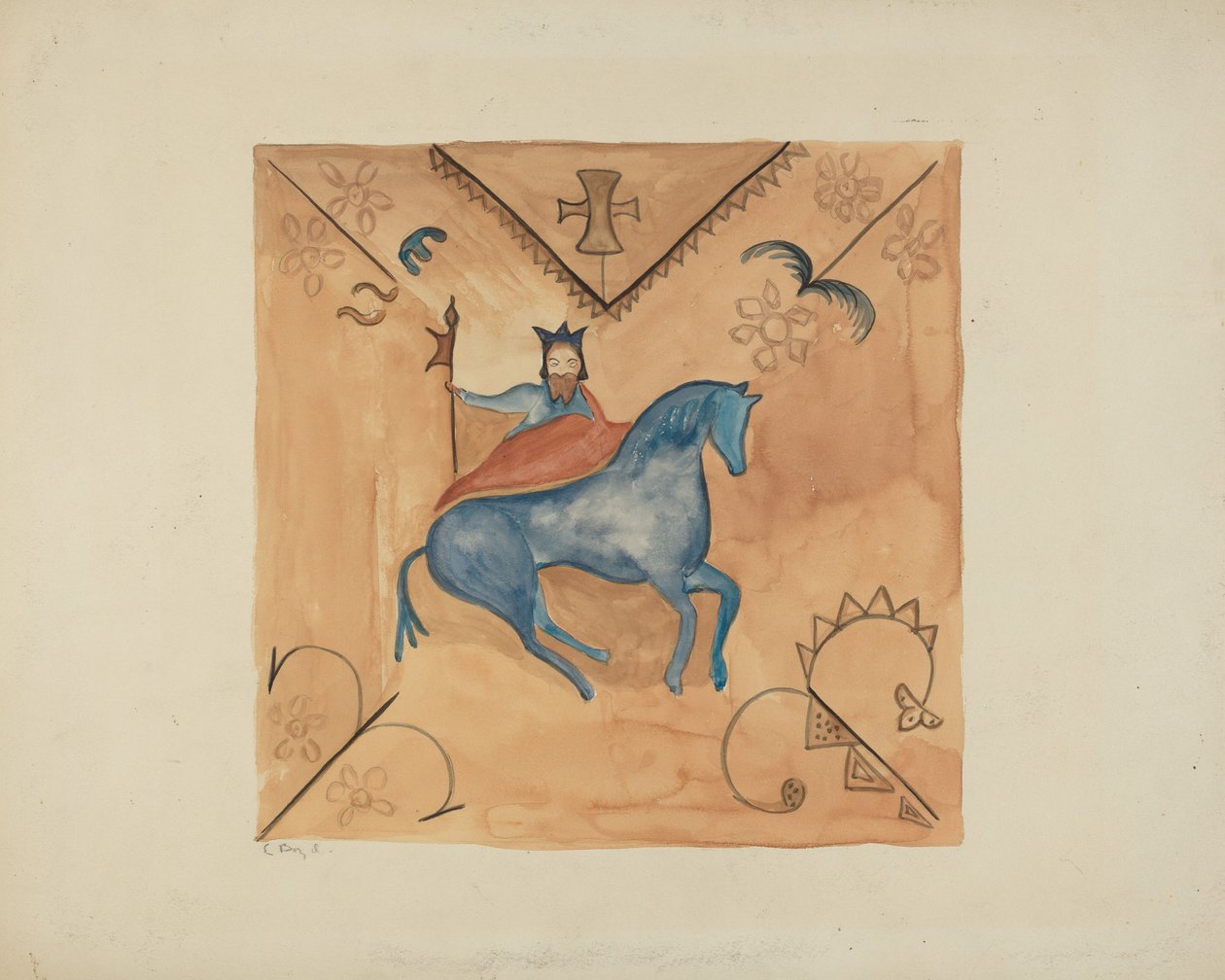 St. George målad på hjortskinn, 19351942. av E. Boyd