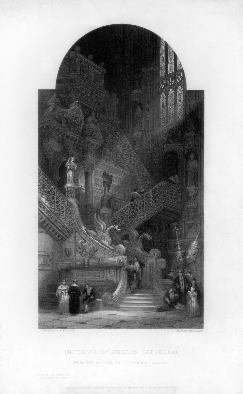 Burgos-katedralens interiör, 1800-talet. av E. Challis