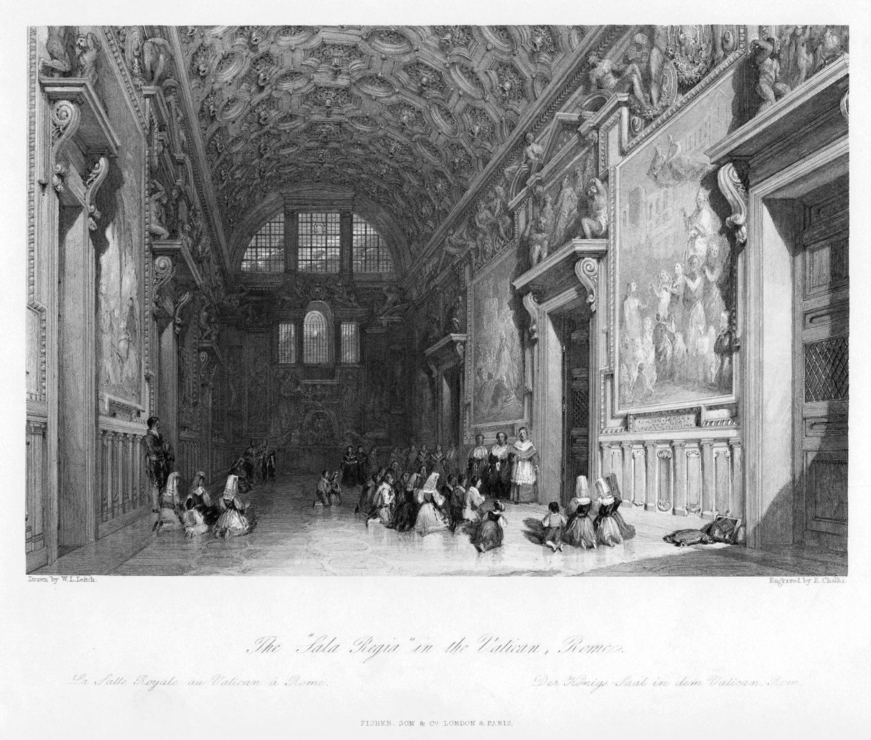 Sale Regia i Vatikanen, Rom, 1800-talet av E. Challis