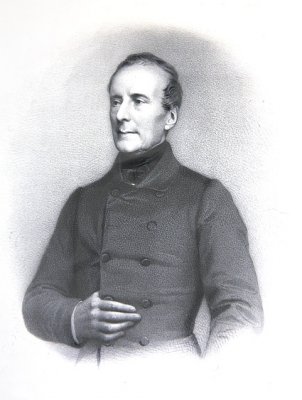 Alphonse de Lamartine och hans autografsignatur (litho) av E. Charpentier