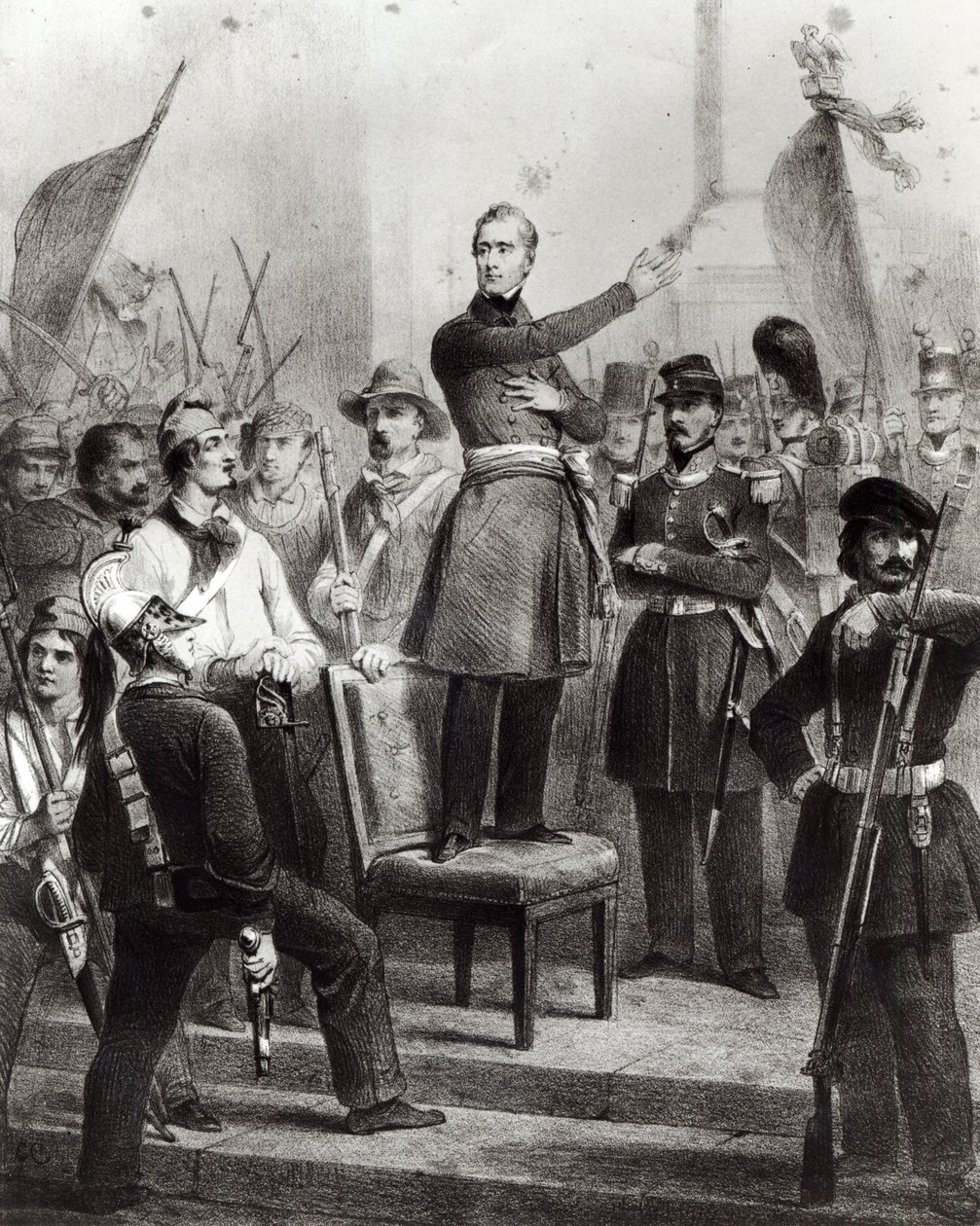 Alphonse de Lamartine vid rådhuset av E. Charpentier