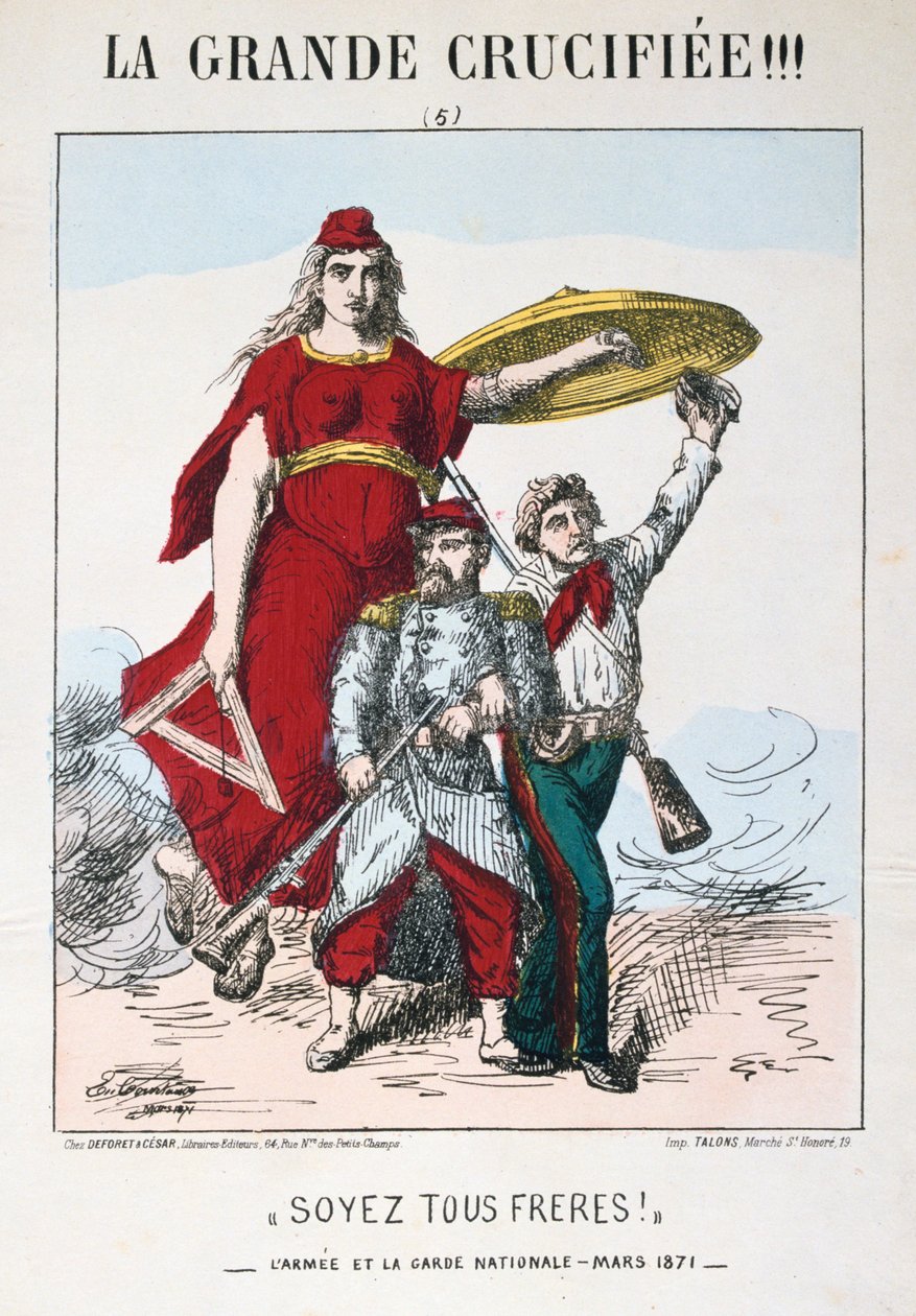 Be the Brothers!, allegori över det republikanska Frankrike, 1871. av E. Courtaux