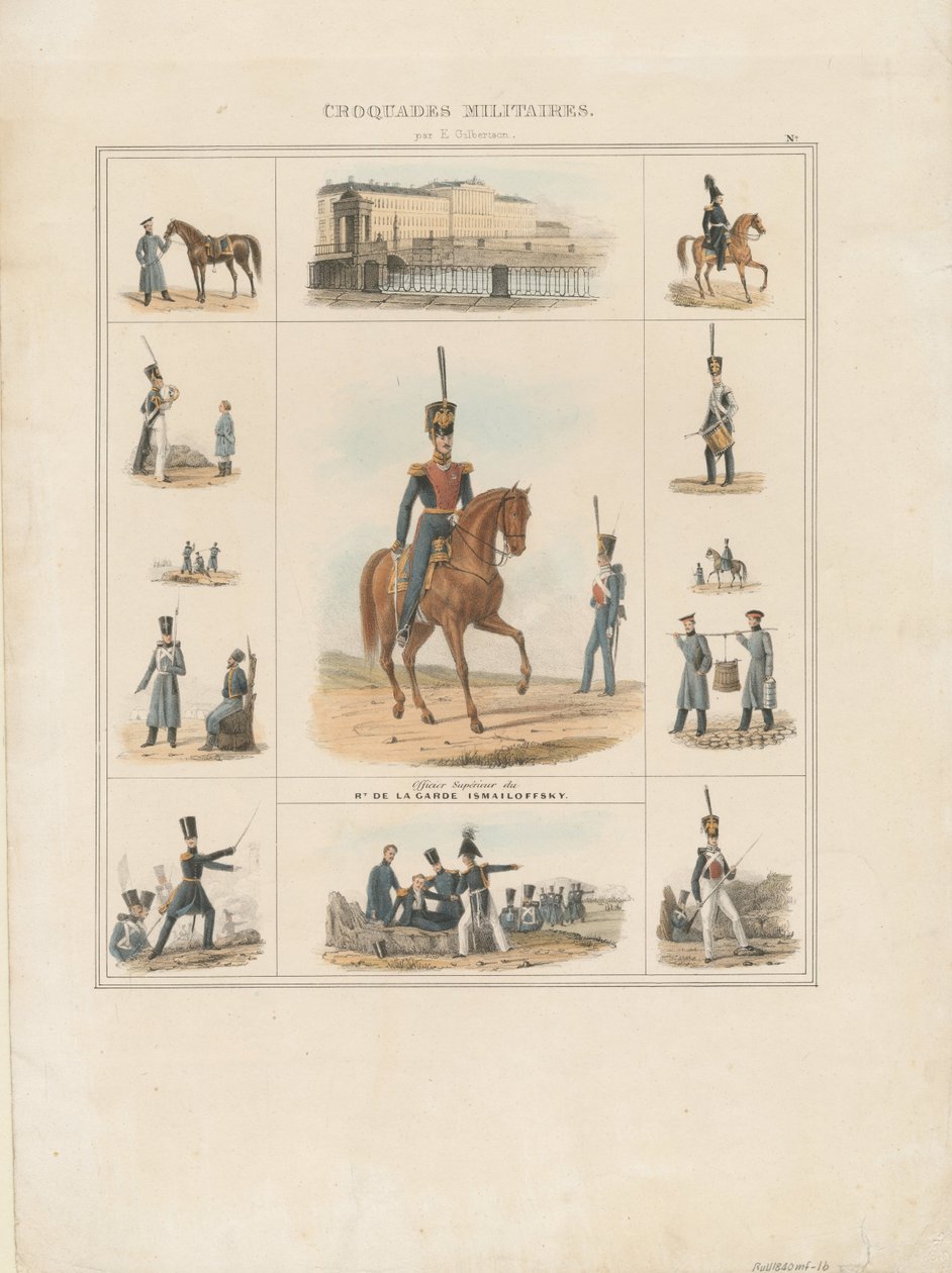 Kläduniformer från Izmailovsky-regementet, 1840 av E. Gilbertson