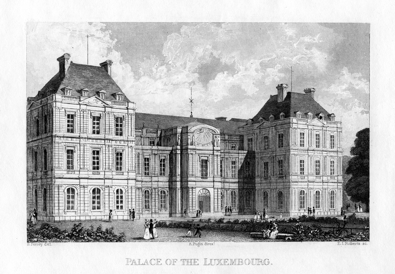 Luxemburgpalatset, Paris, c1830. av E. I. Roberts