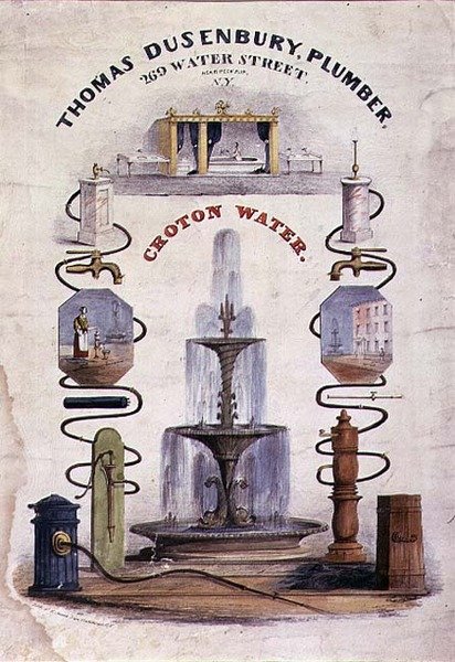 Annons för "Thomas Dusenbury, Plumber, 269 Water Street" av E. Jones