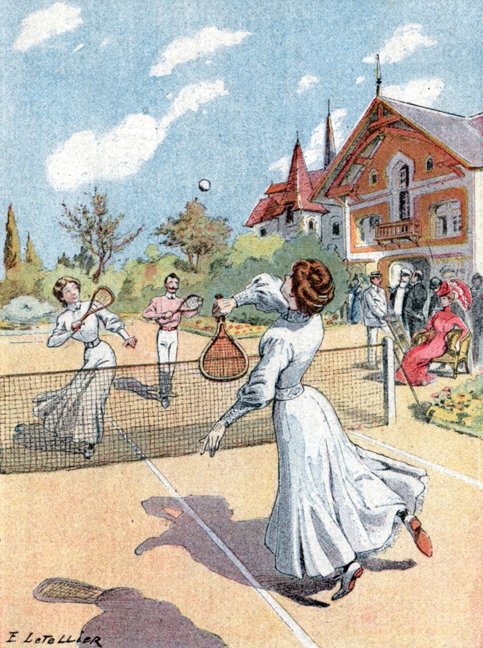 Tennis, ca 1910 (illustration) av E. Letellier