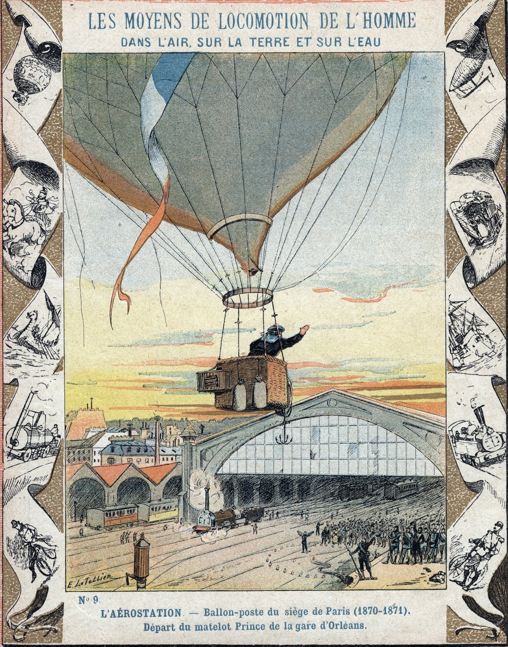 Kriget 1870 - Belägring av Paris: ballongstolpe - avgång från sjömannen Prince från Gare d