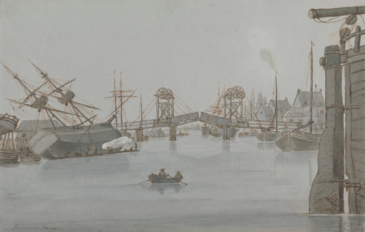 Yarmouth Bridge, augusti 1829 av E. M. Henderson