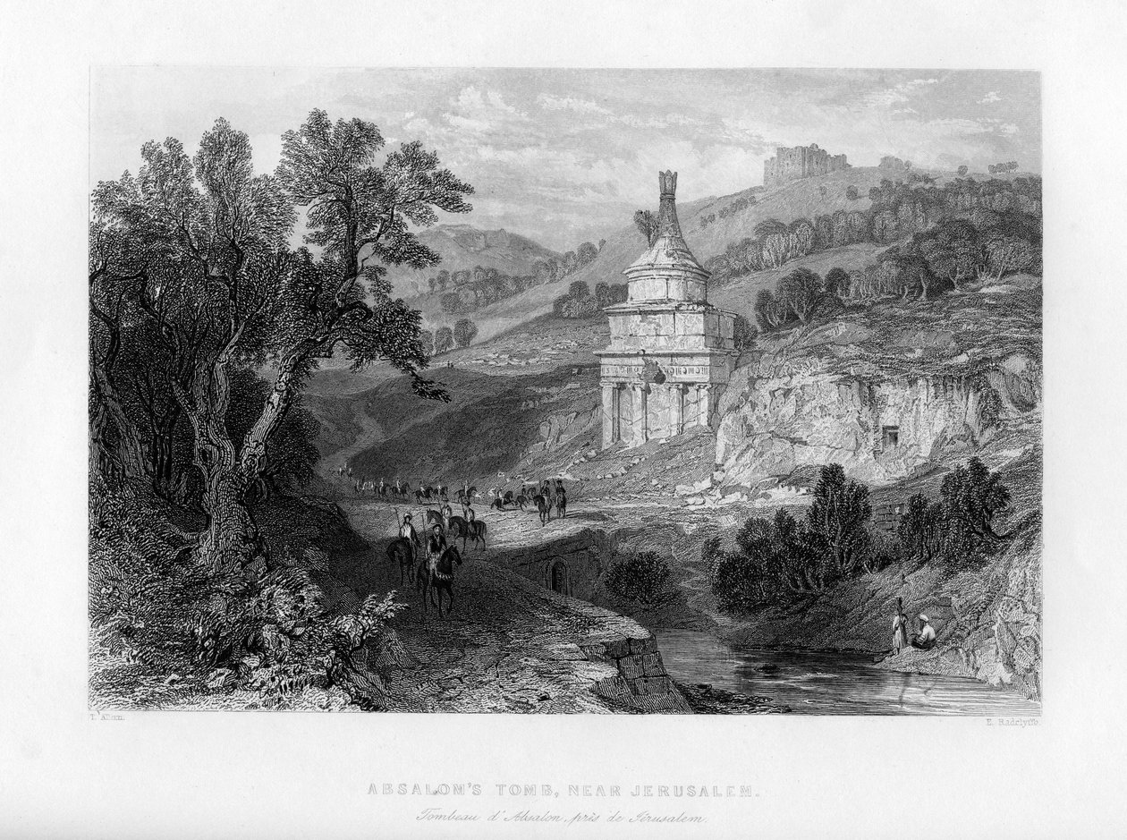 Absaloms grav, nära Jerusalem, Israel, 1841. av E. Redclyffe