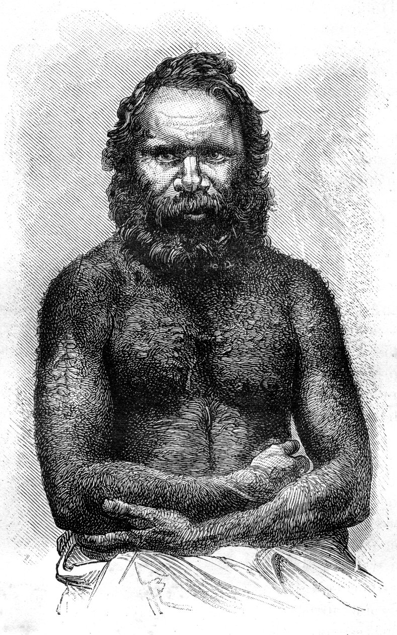 australiensisk aborigin, 1886 av Etienne Antoine Eugene Ronjat