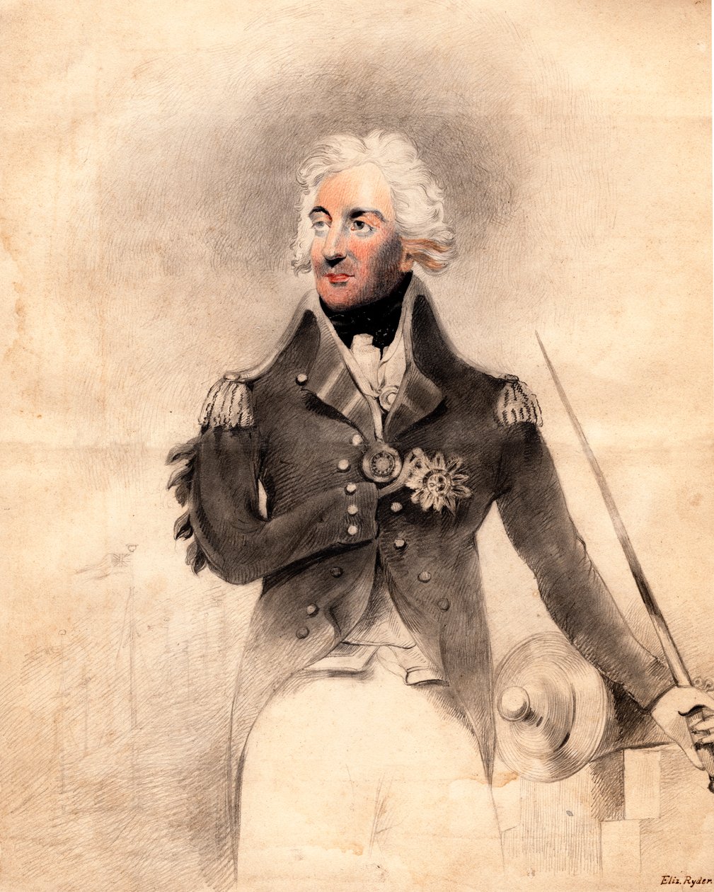 Horatio Nelson 1758-1805, 1:e Viscount Nelson, 1837. av E Ryder